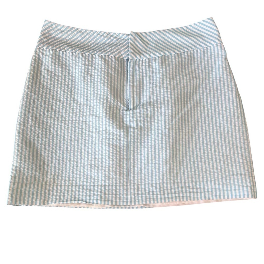 VTG y2k Ralph Lauren Black Label Mini Skirt Gauzy Cotton Preppy Blue Stripe Sz 4